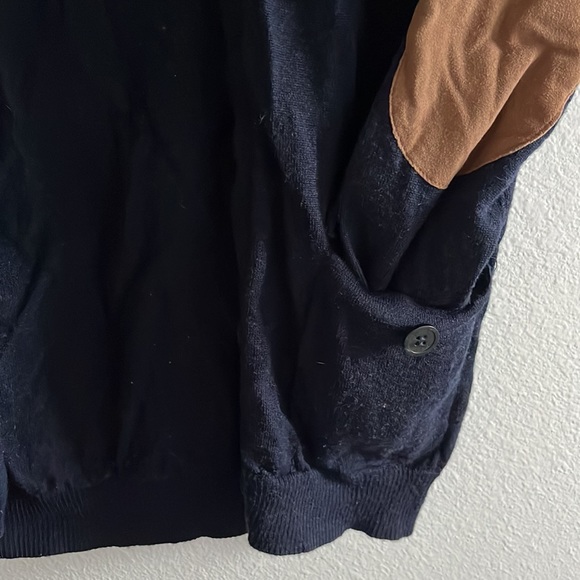 H&M Navy Elbow Patched High Neck Cardigan Women’s Size M - Picture 5 of 8